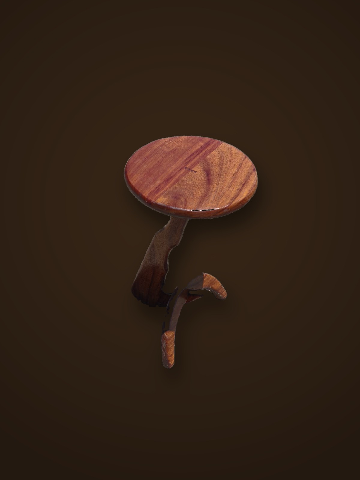 Tabouret guéridon en bois précieux au pied sculpté — Sarame Art Design